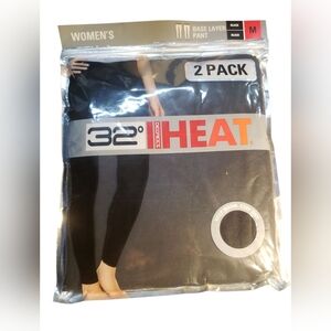 32 Degrees Women's Black Base Layer Pants 2 Pack